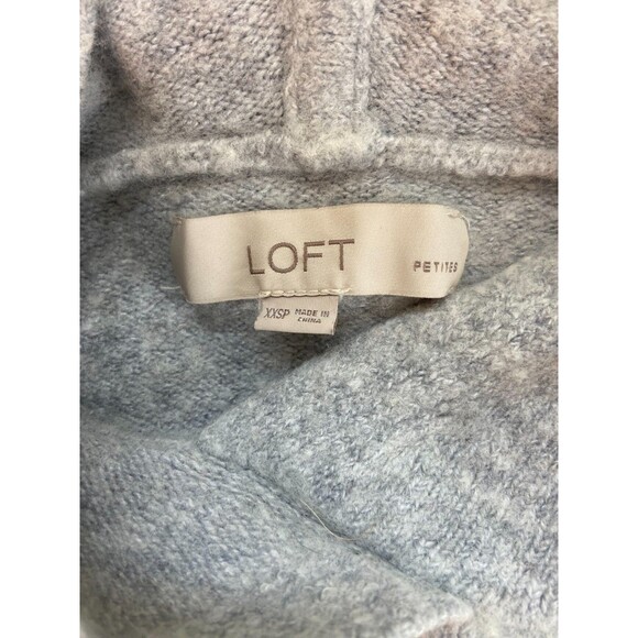 LOFT Women's Pullover Hooded Sweater Size XXSP Gray Soft Hoodie Knitted Acrylic - Picture 3 of 8